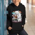 Cute Polar Bear Is Reading a Book Reading Polar Bear Graphic Youth Hoodie