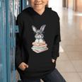 Cute Reading Bunny With Glasses Books Reader Book Bookworm Graphic Youth Hoodie