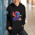 Dragon Reading a Book Bookworm Book Lover Graphic Youth Hoodie Dragon Reading a Book Bookworm Book Lover Graphic Youth Hoodie
