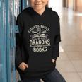 Easily Distracted By Books & Dragons Bookworm Reading Graphic Youth Hoodie