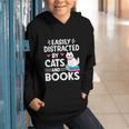 Easily Distracted By Cats And Books Cute Cat And Book Lovers Graphic Youth Hoodie Easily Distracted By Cats And Books Cute Cat And Book Lovers Graphic Youth Hoodie