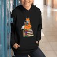 Fox Books Read Reading Librarian America Men Women Kids Graphic Youth Hoodie