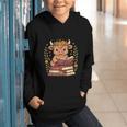 Highland Cow Reading Book Graphic Cow With Book Floral Graphic Youth Hoodie