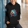 Kawaii Shark Reads Book Reading Library Book Bookworm Graphic Youth Hoodie