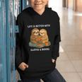 Life Is Better With Sloths And Books Cute Sloth Lover Graphic Youth Hoodie Life Is Better With Sloths And Books Cute Sloth Lover Graphic Youth Hoodie