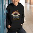 Take a Look It's In a Book Vintage Reading Teacher Rainbow Graphic Youth Hoodie