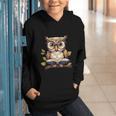 Owl Reading A Book Perched On A Branch Bookworm Graphic Youth Hoodie