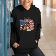 Patriotic German Shepherd Dog Books Baseball American Flag Graphic Youth Hoodie