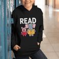 Pig Elephant Reading Cute Book Lover Bookworm Boys Girls Kid Graphic Youth Hoodie