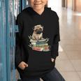 Pug Dog Reading Book Coffee Read Books Be Kind Stay Weird Graphic Youth Hoodie