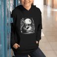 Rabbit Reading Book Full Moon Lake Scenery Graphic Youth Hoodie