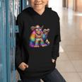 Rainbow Pride Bigfoot Reading Book With Heart Glasses Graphic Youth Hoodie