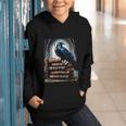 Raven On A Stack Of Books Wisdom Of Odin Graphic Youth Hoodie