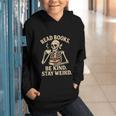 Read Books Be Kind Stay Weird Skeleton Reading Coffee Goth Graphic Youth Hoodie