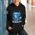 Readsolotl Blue Kawaii Axolotl Book Lover Reading Graphic Youth Hoodie