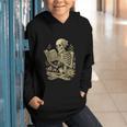Skeleton Book Floral Skull Halloween Teacher Costume Graphic Youth Hoodie Skeleton Book Floral Skull Halloween Teacher Costume Graphic Youth Hoodie