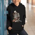 Skeleton Reading Book Halloween Bookworm Bibliophile Reader Graphic Youth Hoodie