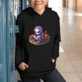 Spooky Grim Reaper Reading A Book Cute Creepy Halloween Graphic Youth Hoodie