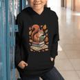 Squirrel Reading Book Lovers Fall Leaves Library Books Graphic Youth Hoodie