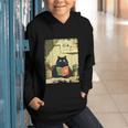 Vintage Japanese Cat Book Lovers Librarian Cat Dad Teacher Graphic Youth Hoodie