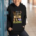 Wild About Reading Reading Books And Bookworm Library Day Graphic Youth Hoodie
