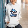 Adorable Book Lover Blue Jay With Reading Glasses Cute Raglan Baseball Tee Graphic Youth Hoodie
