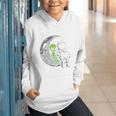 Astronaut Reading Book To Alien Moon Space Women Kids Men Premium Tri-Blend Graphic Youth Hoodie