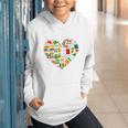 Book Lover Librarian Books Heart Valentine Graphic Youth Hoodie