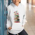 Book Stack With Flowers Reading Lover Bookish Graphic Youth Hoodie