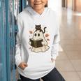 Books Ghost Reading Book Halloween Library Cat Fall Graphic Youth Hoodie