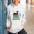Cat And Books Retro Midcentury Mid Century Aesthetic Graphic Youth Hoodie