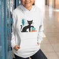 Cat Midcentury With Book And Coffee Atomic Age Mid Century Graphic Youth Hoodie Cat Midcentury With Book And Coffee Atomic Age Mid Century Graphic Youth Hoodie