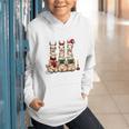 Christmas Three Llamas Reading Reading Books Llama Lover Graphic Youth Hoodie