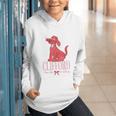 Clifford The Big Red Dog Pink Text With Bow Illustrated Book Graphic Youth Hoodie