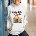 Coffee Cats And Books Lover For Women & Girls Coffee Graphic Youth Hoodie