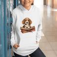 Cute Dog Beagle Reading Book Graphic Youth Hoodie