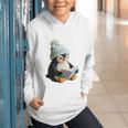 Cute Penguin Reading Book Faux-Crochet Print Graphic Youth Hoodie Cute Penguin Reading Book Faux-Crochet Print Graphic Youth Hoodie