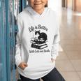 Life Is Better With Cats & Books Tuxedo Cat Mom Women Graphic Youth Hoodie Life Is Better With Cats & Books Tuxedo Cat Mom Women Graphic Youth Hoodie