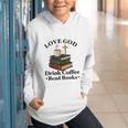 Love God Drink Coffee Read Books Lovers Jesus And Coffee Graphic Youth Hoodie