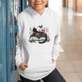 Retro Cute Cat Floral Book Librarian Vintage Floral Cat Book Graphic Youth Hoodie