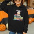 Adorable Donkey With Heart Sitting On Colorful Book Stack Graphic Youth Hoodie