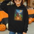 Bigfoot And Alien Reading Books Campfire Halloween Graphic Youth Hoodie
