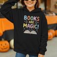 Books Are Magic Whimsical Retro Bookworm Graphic Youth Hoodie