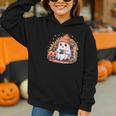 Cute Ghost Drinking Coffee Halloween Reading Book Retro Graphic Youth Hoodie Cute Ghost Drinking Coffee Halloween Reading Book Retro Graphic Youth Hoodie