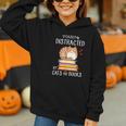 Easily Distracted By Cats And Books Reading Lover Bookish Graphic Youth Hoodie