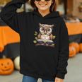 Owl Reading A Book Perched On A Branch Bookworm Graphic Youth Hoodie
