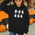 Retro Ghost Reading Books Halloween Bookish Ghost Bookworm Graphic Youth Hoodie