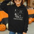 Skeleton Read In Peace Halloween Book Graphic Bookish Graphic Youth Hoodie