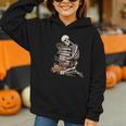 Skeleton Reading Book Halloween Bookworm Bibliophile Reader Graphic Youth Hoodie