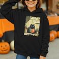 Vintage Japanese Cat Book Lovers Librarian Cat Dad Teacher Graphic Youth Hoodie